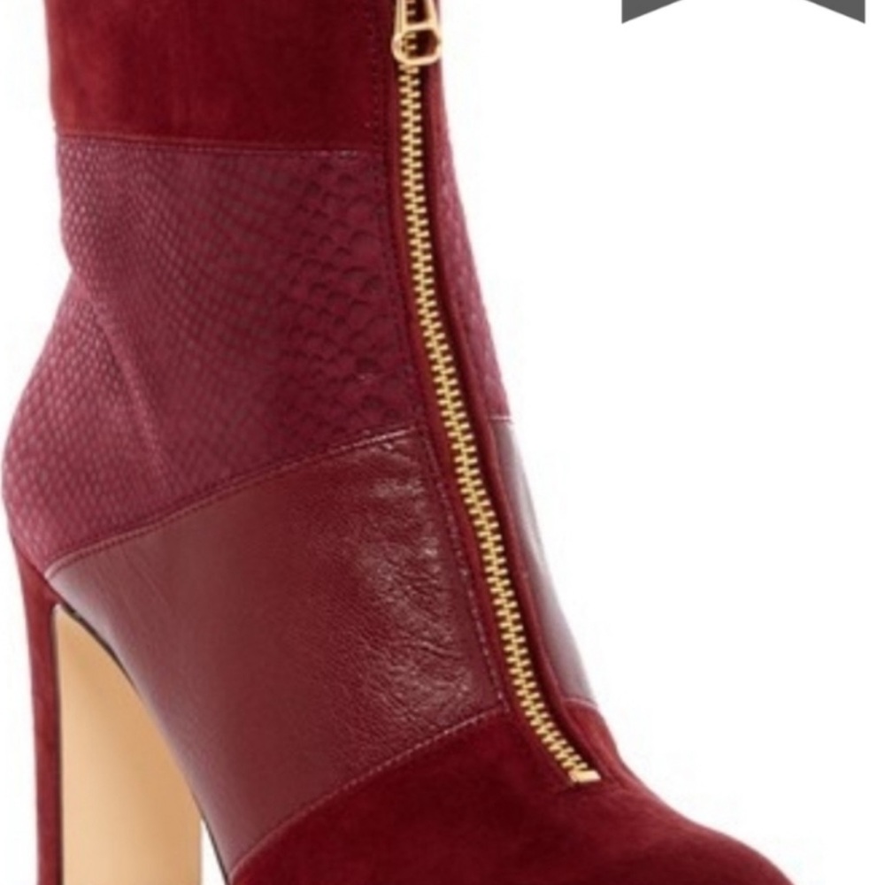 suede zip up heeled booties - Picture 3 of 3